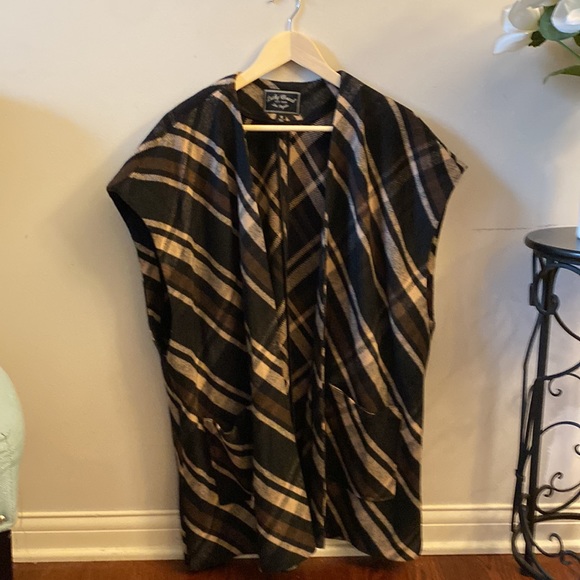 Lucky Brand Plaid Vest Shacket Jacket Long Duster women’s Medium - Picture 6 of 10